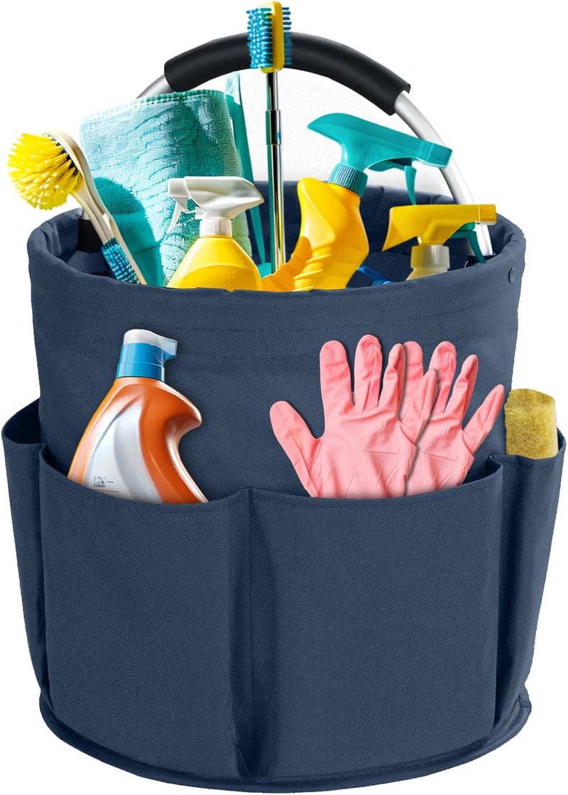 Bototack Cleaning Caddy with Handle, Cleaning Products Organiser, 17L Foldable Storage Basket, Cleaning Caddy Organiser, Portable Multi Cleaning Bucket Bag for Home, Garden (Dark Blue) - Image 1